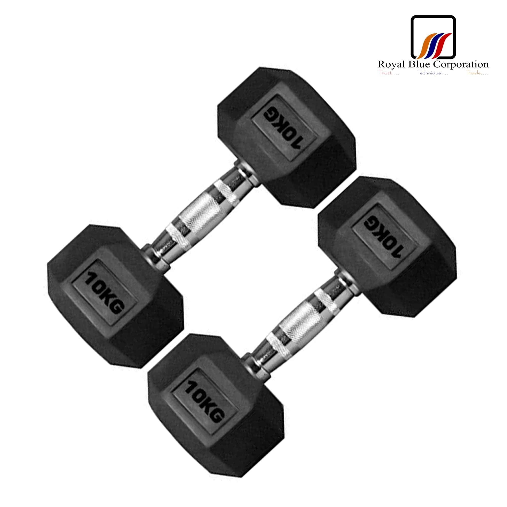 Rubber Hex Dumbbell (10kg x 2=20 kg) image