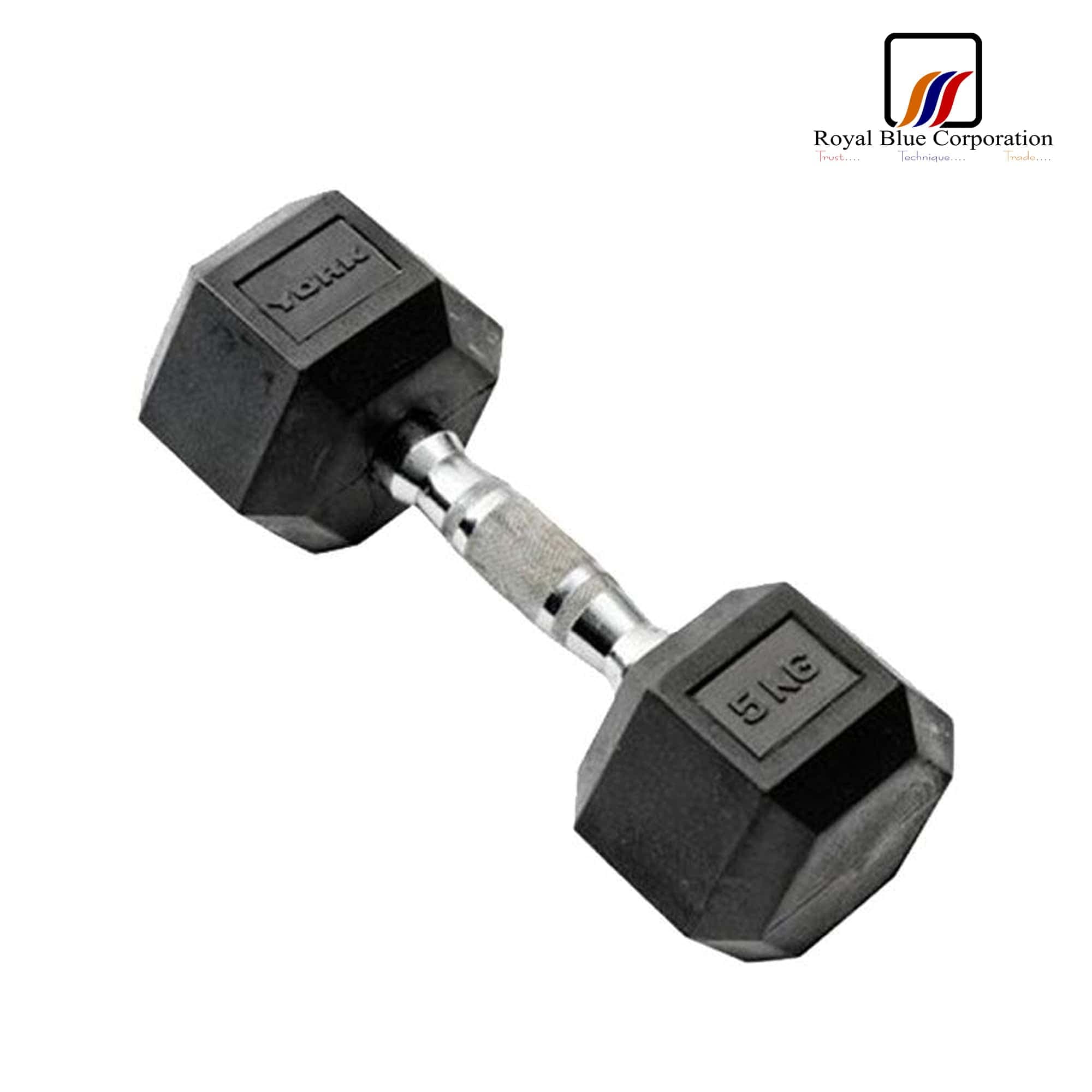 Rubber Hex Dumbbell 5kg Single image